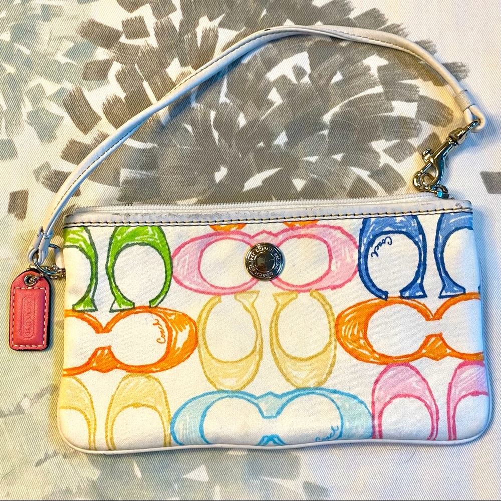 Coach C Logo Scribble Wristlet